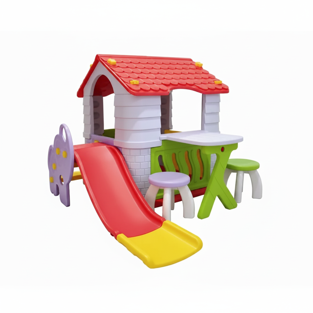 Labeille Dream Playhouse & Slide Luxury Complete Set – Atap Merah 2